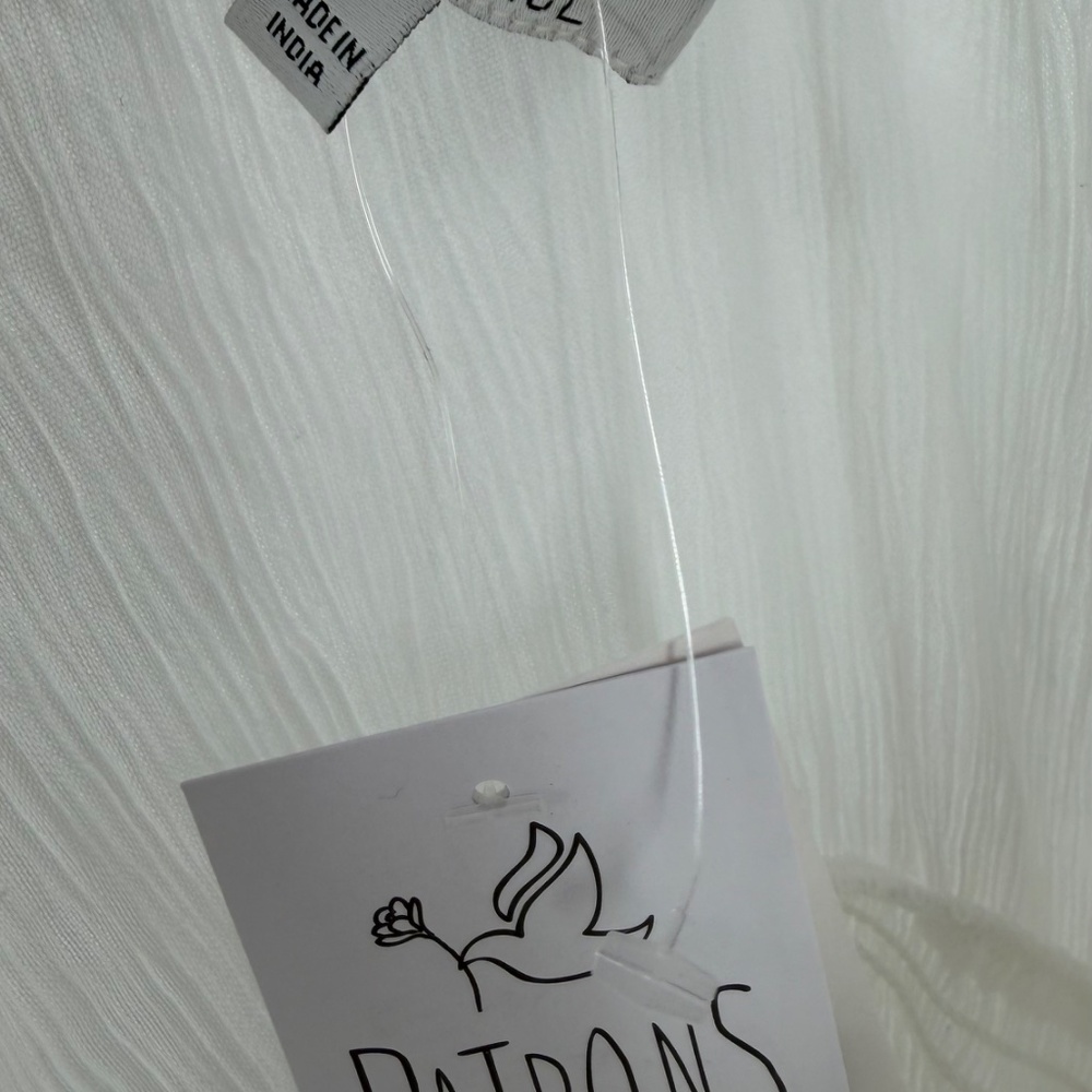 Patrons of Peace White Button up Mini Flowy Dress Made in India Size Small - Picture 2 of 6